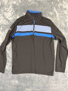 Callaway Mens Weather Series 1/4 Zip Pullover Black With Blue Stripes Size L